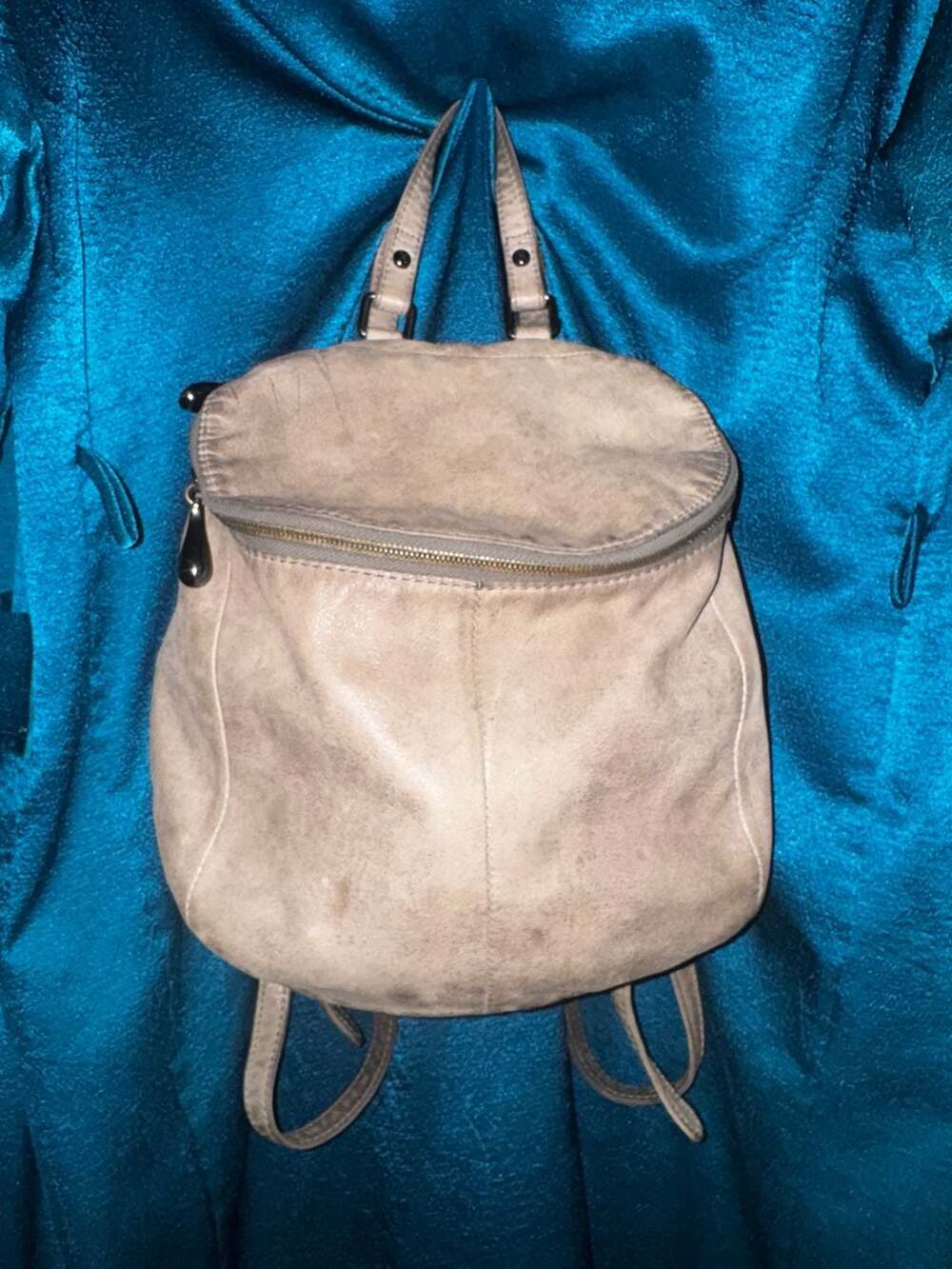 Hobo Taupe grey Distressed Leather Backpack